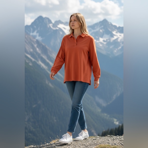 Woman Within Tops - Woman Within Orange Cotton Top